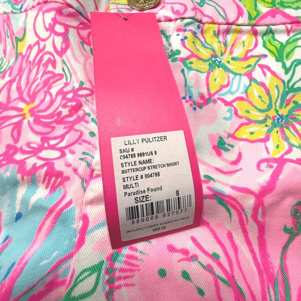 Lilly Pulitzer Buttercup Stretch Shorts Paradise Found Floral Pink Size 8 NWT - Picture 4 of 5
